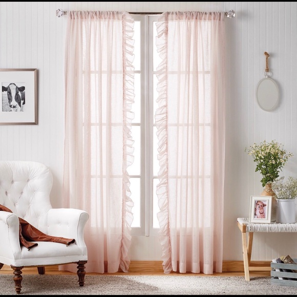 The Pioneer Woman Chambray Ruffle Curtain - Picture 1 of 7